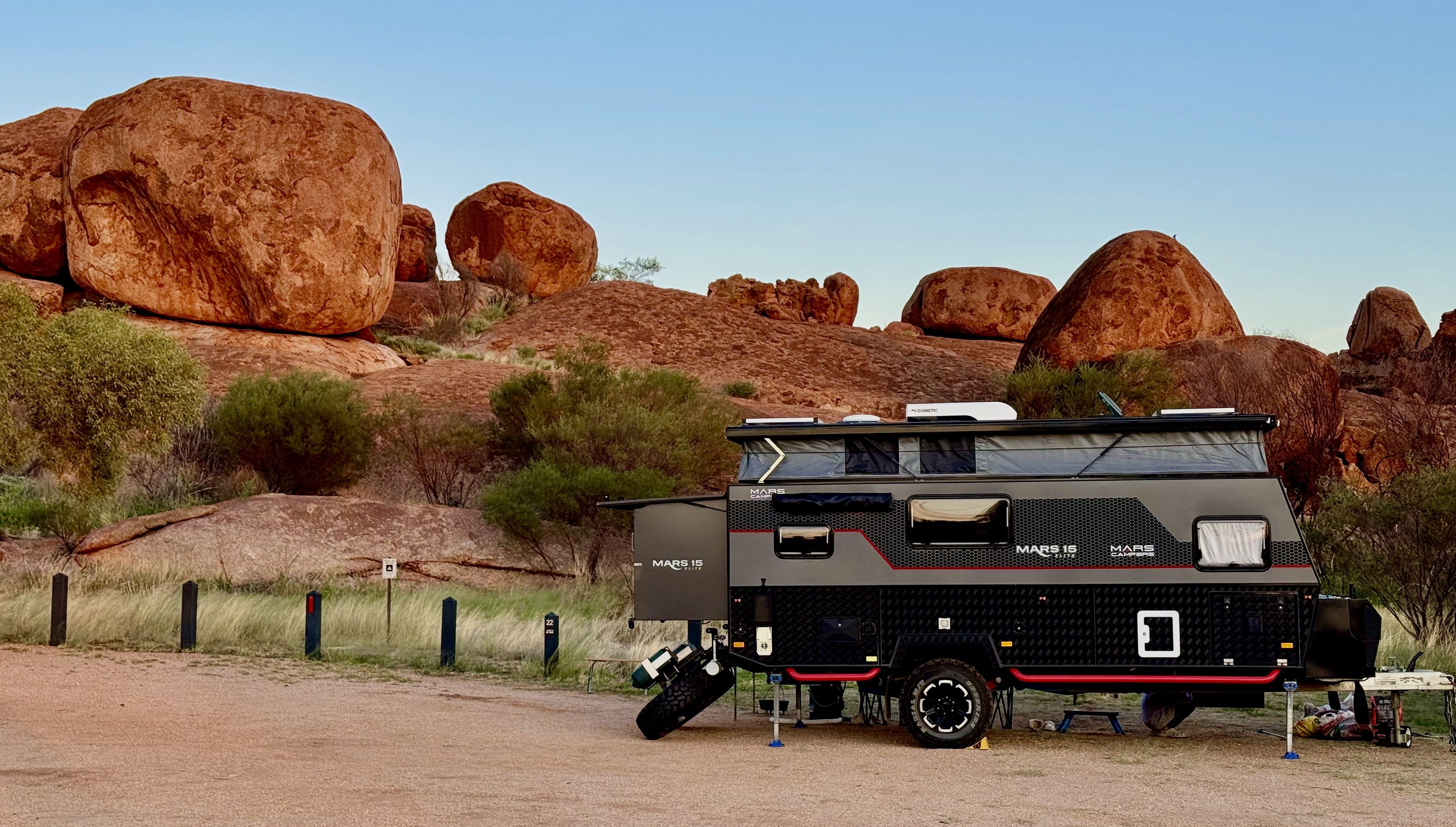 Our rig parked up at Devils Marbles (Karlu Karlu), Northern Territory